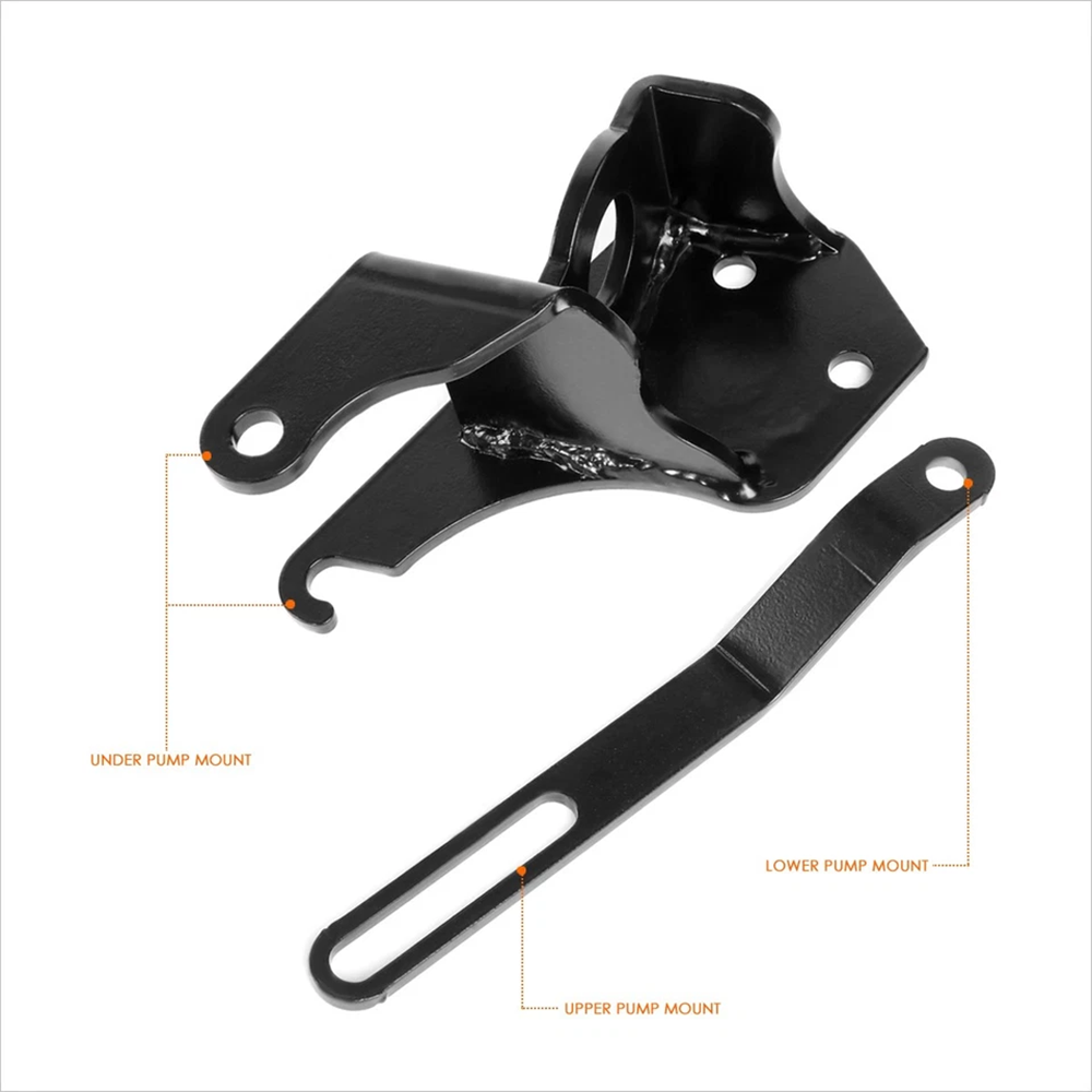 Power Steering Pump & Motor Mount Bracket – Fits 1955–1957 Chevy Bel Air/150/210 | Black Steel OE-Style (DH003))