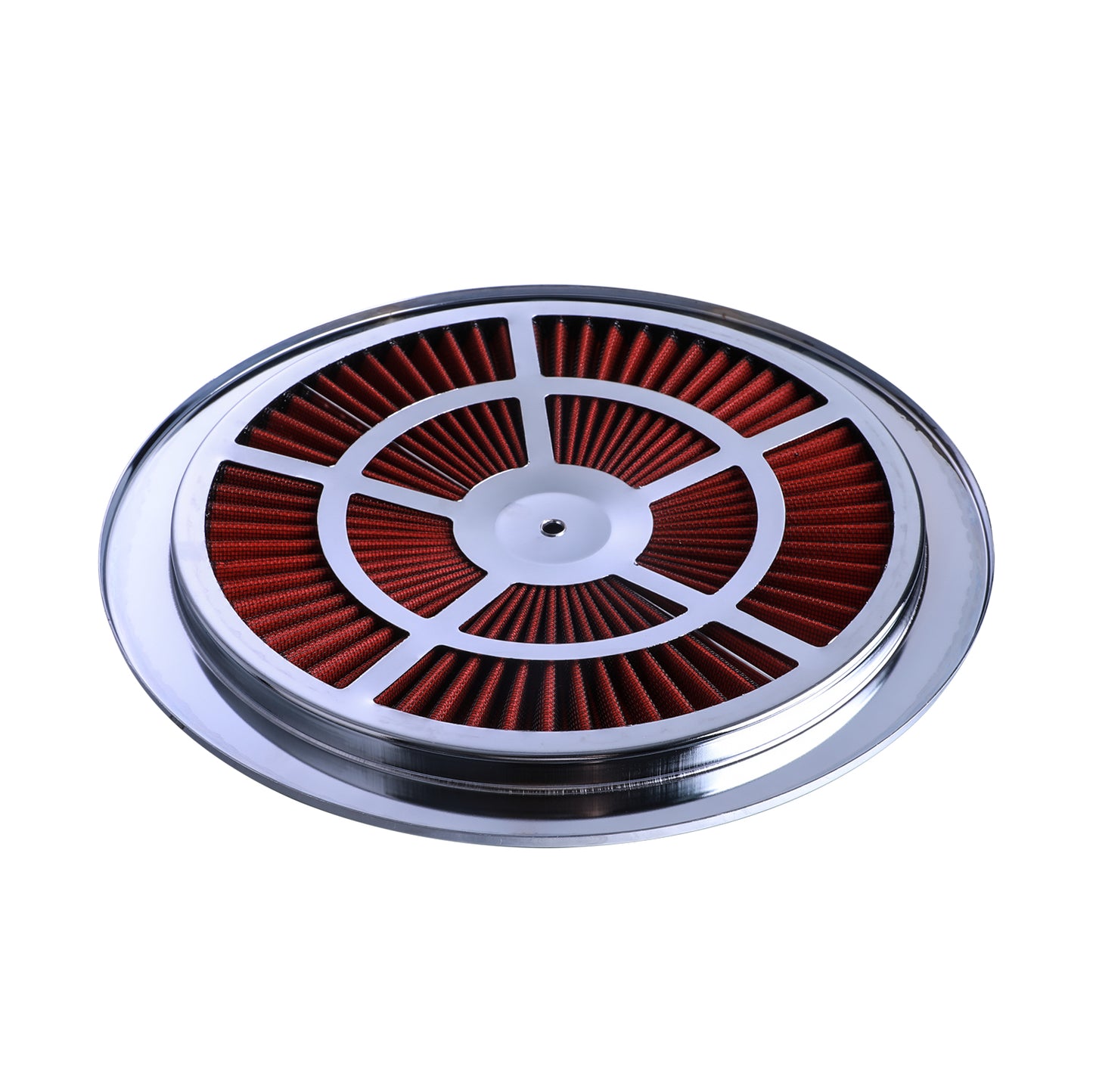 14" X 3" Round Red Thru High Flow Washable Air Cleaner w/ Chrome Lid For SBC BBC（4330CR）