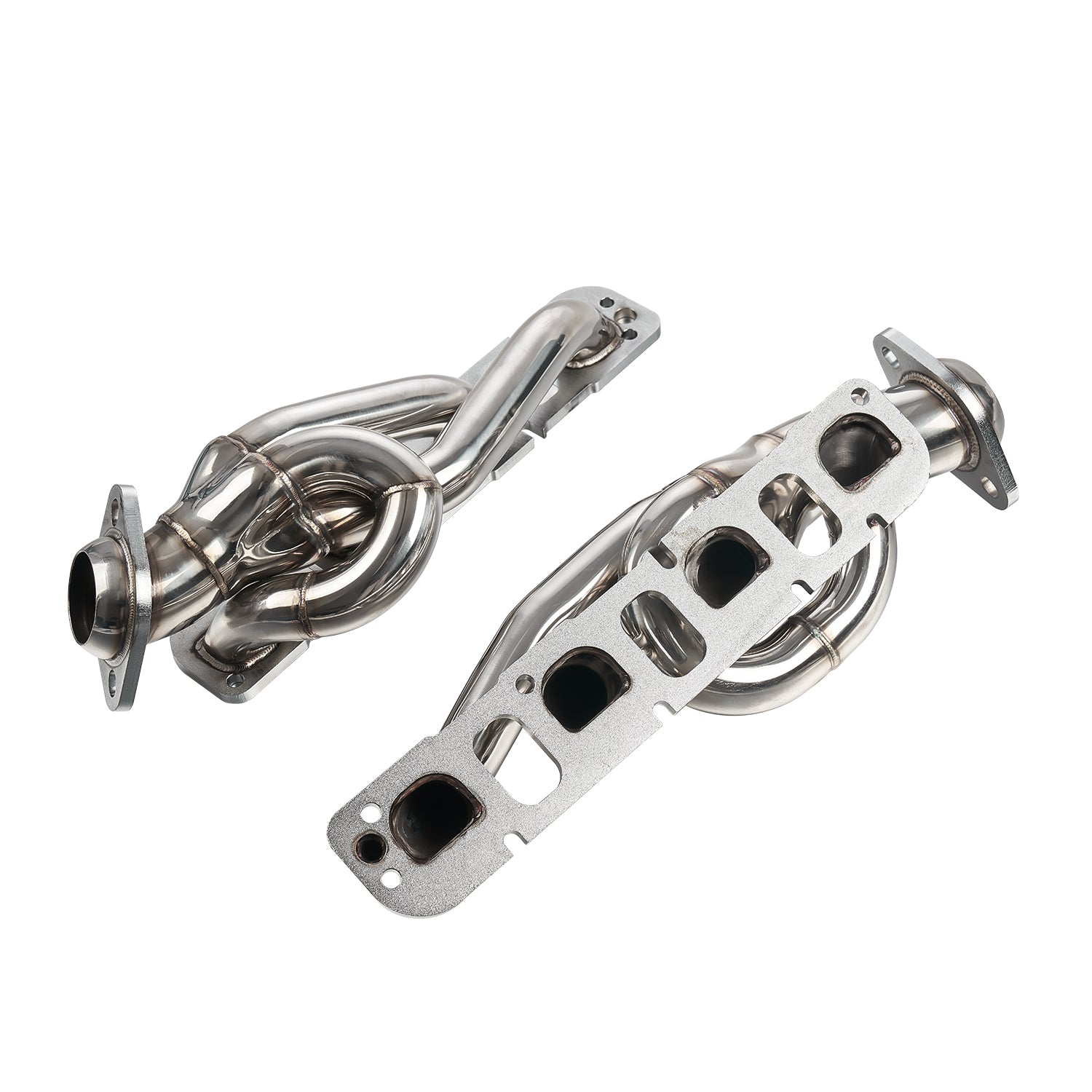 Stainless Steel Polished Shorty Exhaust Headers - Fits 2003-2008 Dodge Ram 1500 2500 350 5.7L HEMI V8, 16 Gauge Bolt-On Complete Kit