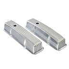 3-11/16" Polished Aluminum Tall Finned Valve Covers - Fits 1958–1986 Chevy Small Block V8