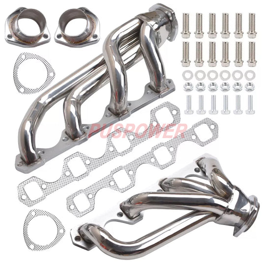 Stainless Steel Exhaust Headers for 1964–1977 Ford Mustang 260/289/302CU V8 | 4-1 Bolt-On Design | Mirror Polished T-304 | High-Flow Performance Upgrade | Compatible with 5.0L V8 Engines | Driver & Passenger Side Kit（EH019SS)