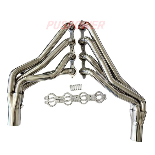 LS Swap Long Tube Headers for 60–98 Chevy C10/C1500/Silverado 2WD | 1-7/8'' x 3'' 304 Stainless Steel | Fits LS1, LS2, LS3, LS6, LS7 | Chrome Polished | Bolt-On Performance Upgrade with Gaskets & Hardware(EH028SS)