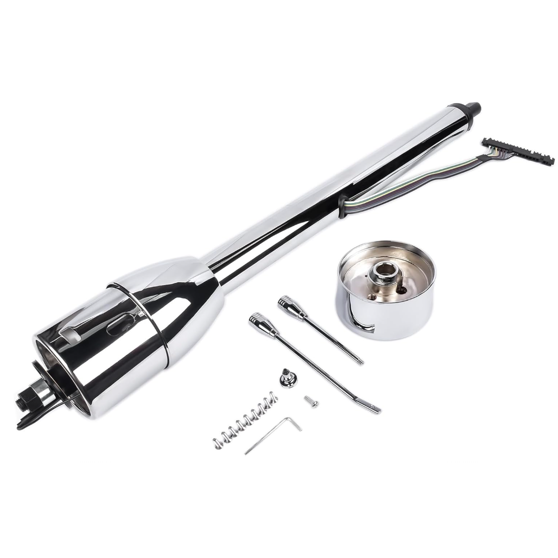 30" Chrome Stainless Steel Tilt Steering Column - Fits 1955-1959 Chevy GM Manual Floor Shift