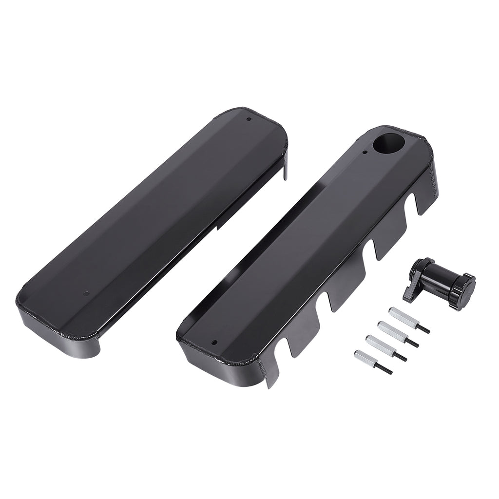 Matte Black Fabricated Aluminum LS Coil Covers with Oil Fill Neck and Cap - Fits GM LS1 LS2 LS3 Engines