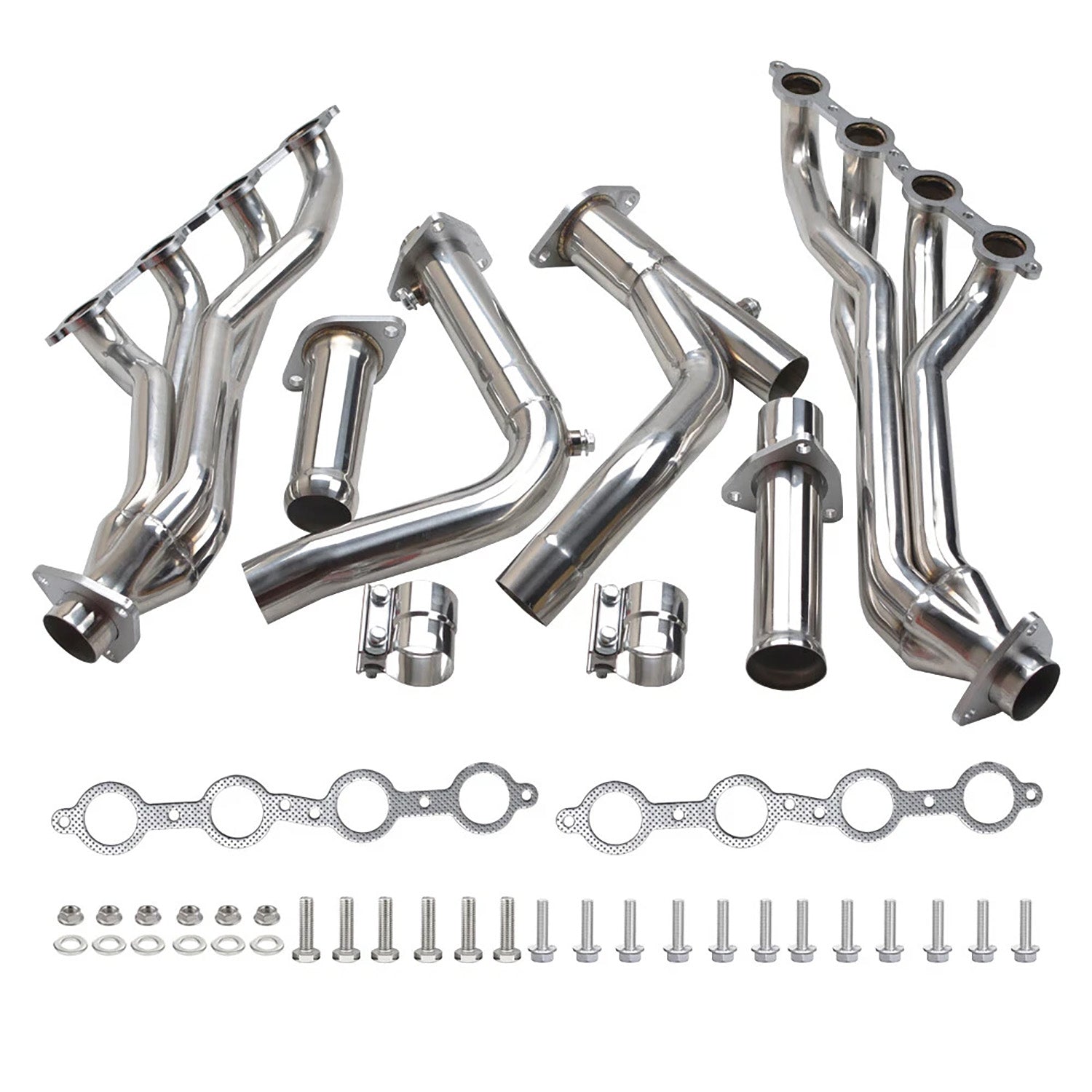 Long Tube Mirror Polished 304 Stainless Steel 1.75" Exhaust Headers - Fits 2004-2013 GMT900 V8 Trucks & SUVs