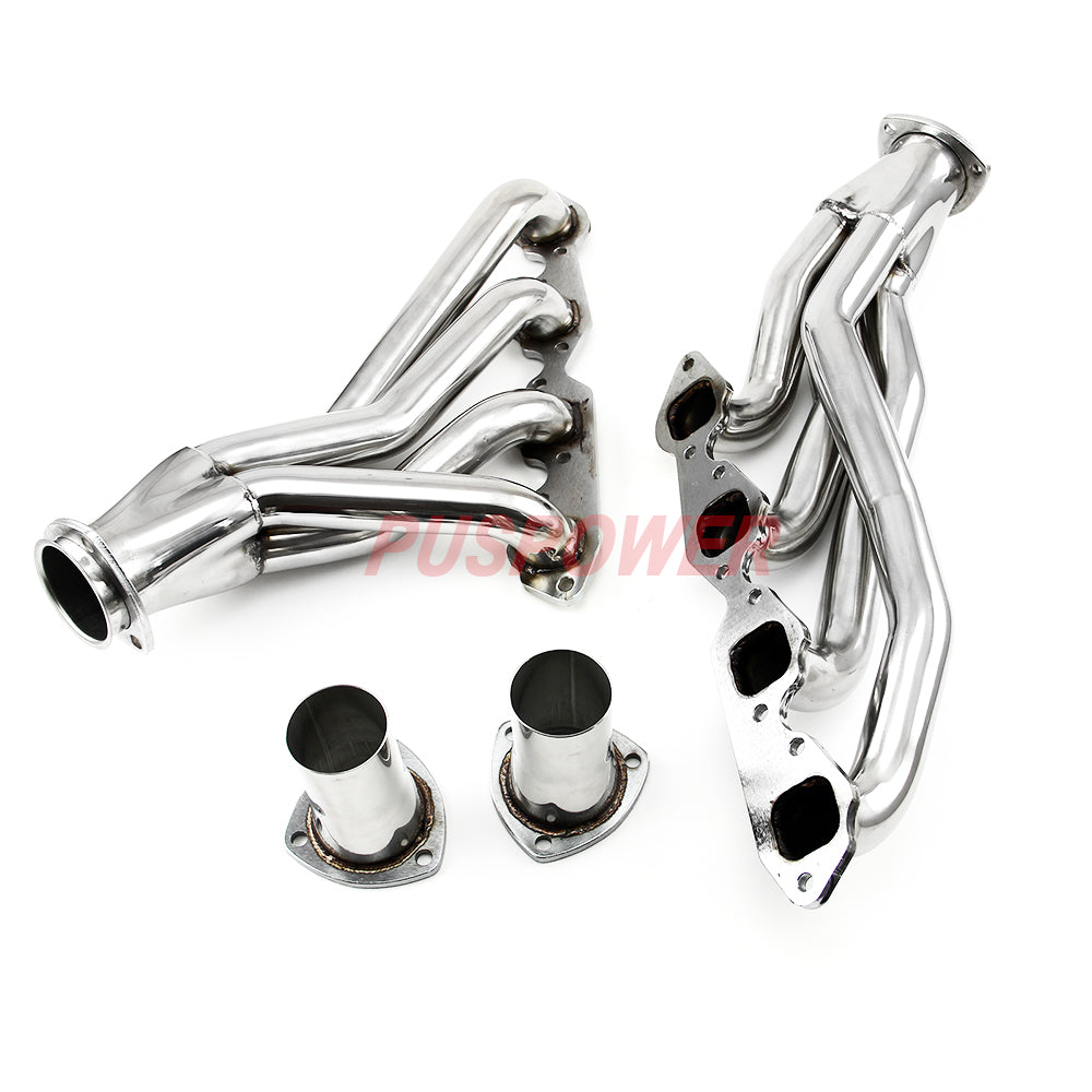 Mid-Length 16-Gauge Stainless Steel Exhaust Headers - Fits Chevy BBC 454 Chevelle Camaro Square Port