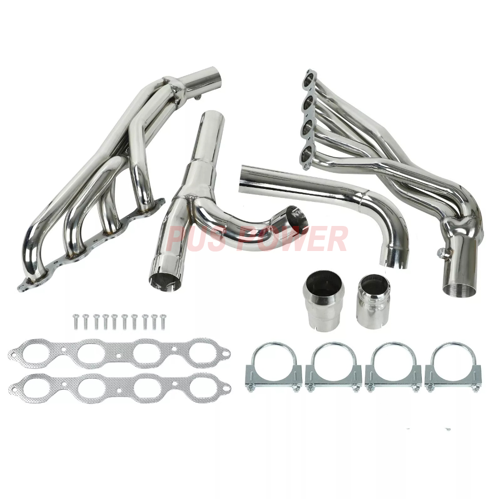 Long Tube 304 Stainless Steel Exhaust Header & Y-Pipe Kit - Fits 2014-2017 Chevy Silverado GMC Sierra Tahoe Yukon Escalade 1500 5.3L 6.2L V8