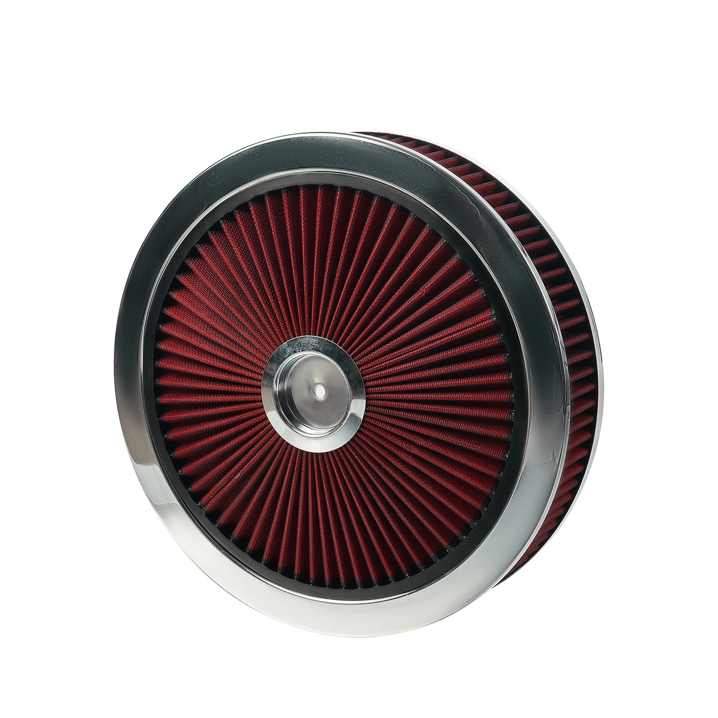14" X 3" Round Red Thru High Flow Washable Air Cleaner w/ Chrome Lid For SBC BBC（4330CR）
