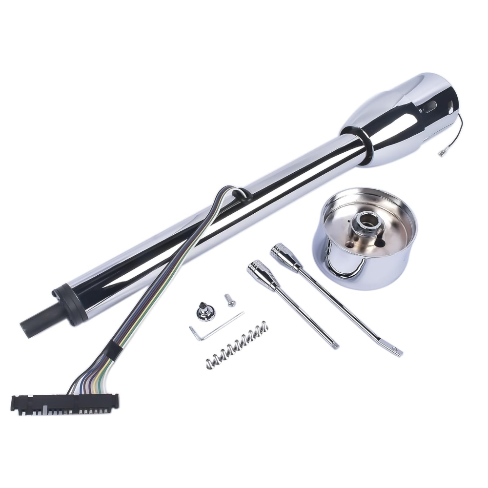 28" Chrome Stainless Steel Tilt Steering Column - Fits 1955-1959 Chevy GM Manual Floor Shift