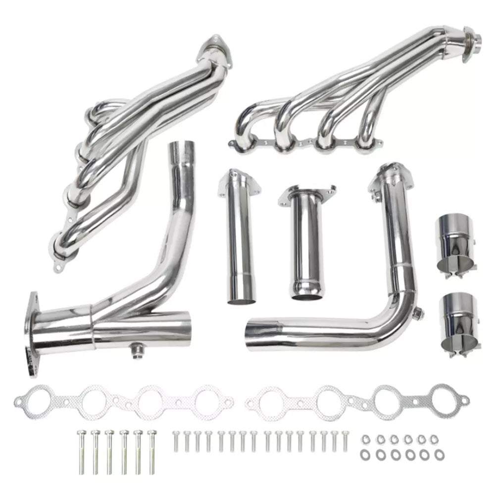 Long Tube Mirror Polished 304 Stainless Steel 1.75" Exhaust Headers - Fits 2004-2013 GMT900 V8 Trucks & SUVs