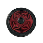 14" x 3" Black Red Chrome Lid High Flow Air Cleaner Filter Kit - Fits SBC BBC 5-1/8" Neck