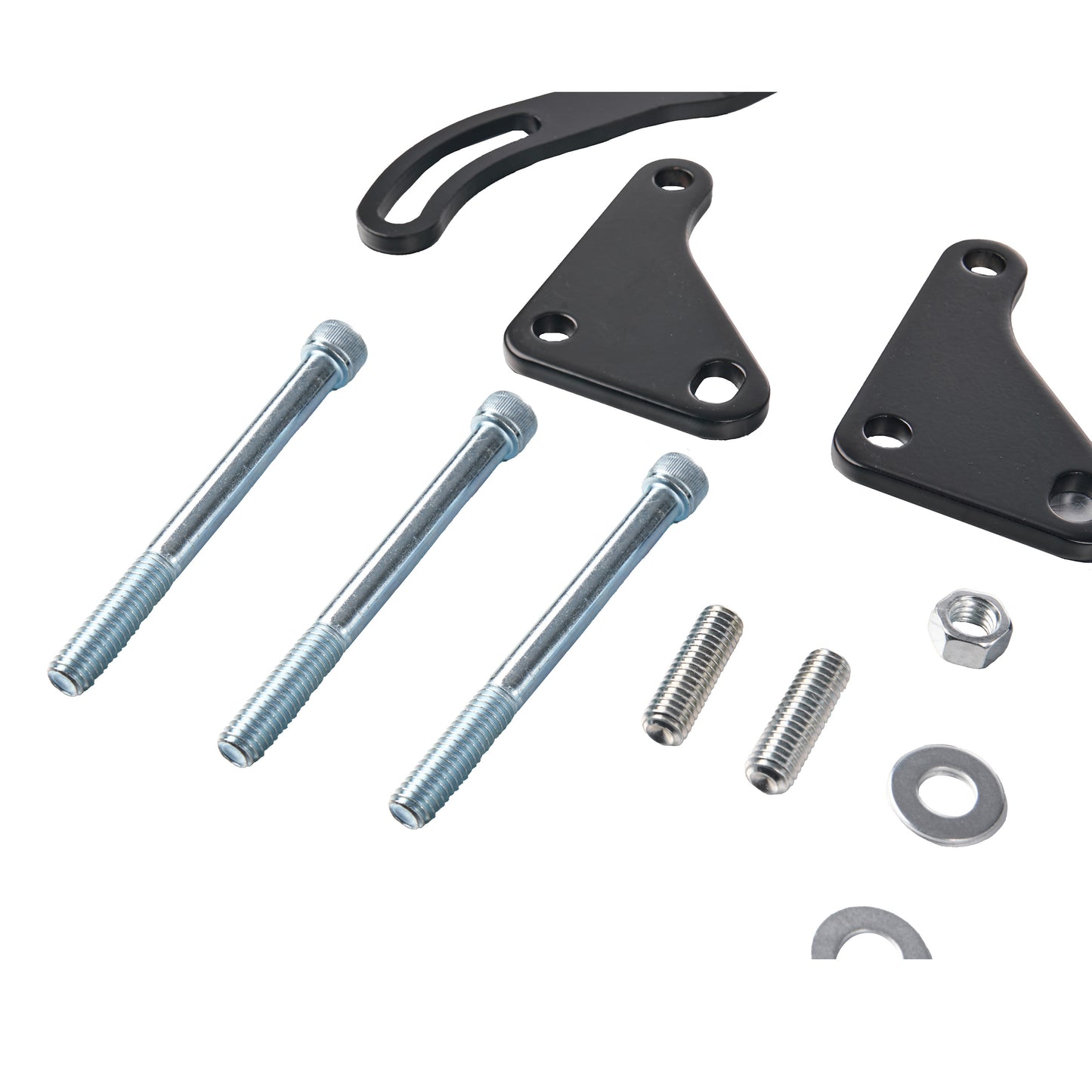 SBC Power Steering Pump Bracket – Adjustable Billet Aluminum, Black, V-Belt Compatible
