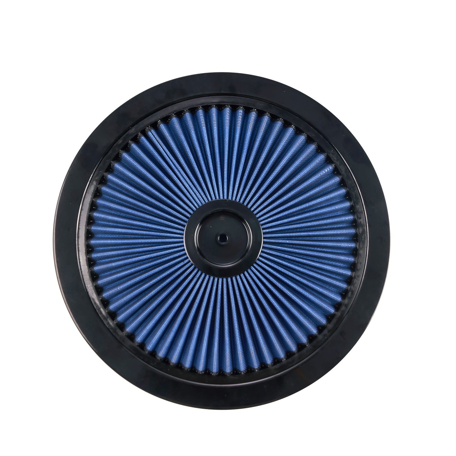 14" x 3" Black Blue Chrome Lid High Flow Air Cleaner Filter Kit - Fits SBC BBC 5-1/8" Neck