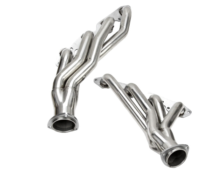 Mid-Length 16-Gauge Stainless Steel Exhaust Headers - Fits Chevy BBC 454 Chevelle Camaro Square Port