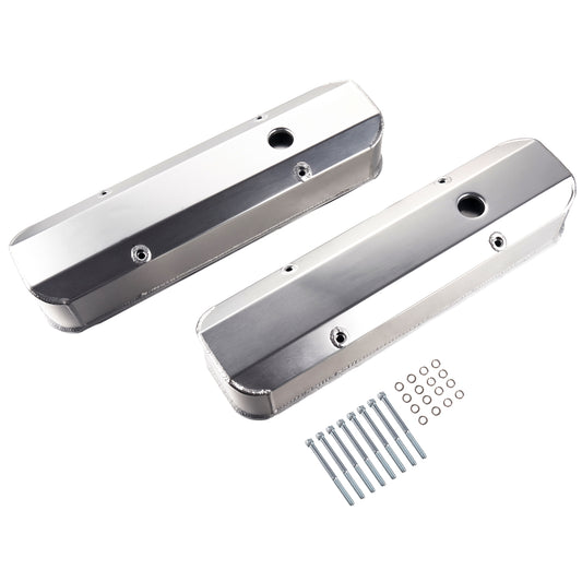 Pontiac 326 350 400 455 Fabricated Valve Covers 1955–79 Long Bolt Black/Polished(PVC8550)