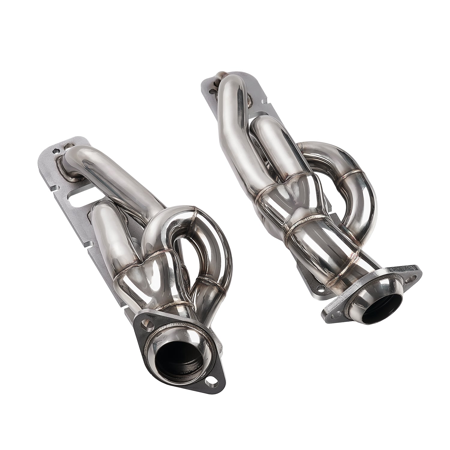 Stainless Steel Polished Shorty Exhaust Headers - Fits 2003-2008 Dodge Ram 1500 2500 350 5.7L HEMI V8, 16 Gauge Bolt-On Complete Kit