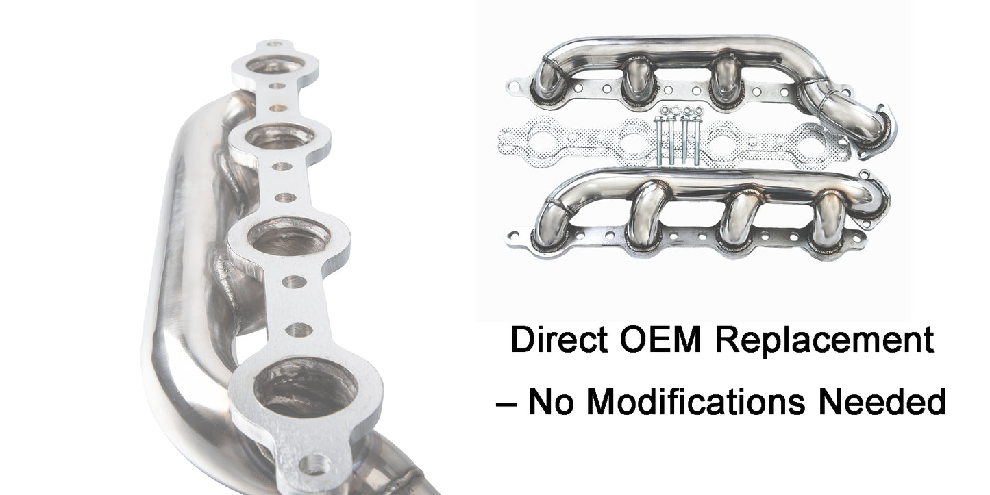 Exhaust Manifold Set for 1999–2003 Ford F-250 F-350 F-450 7.3L Powerstroke V8 | Cast Iron Driver & Passenger Side Headers with Gaskets & Mounting Hardware | OE-Style Replacement for Trucks, Vans & Buses(EH011SS)