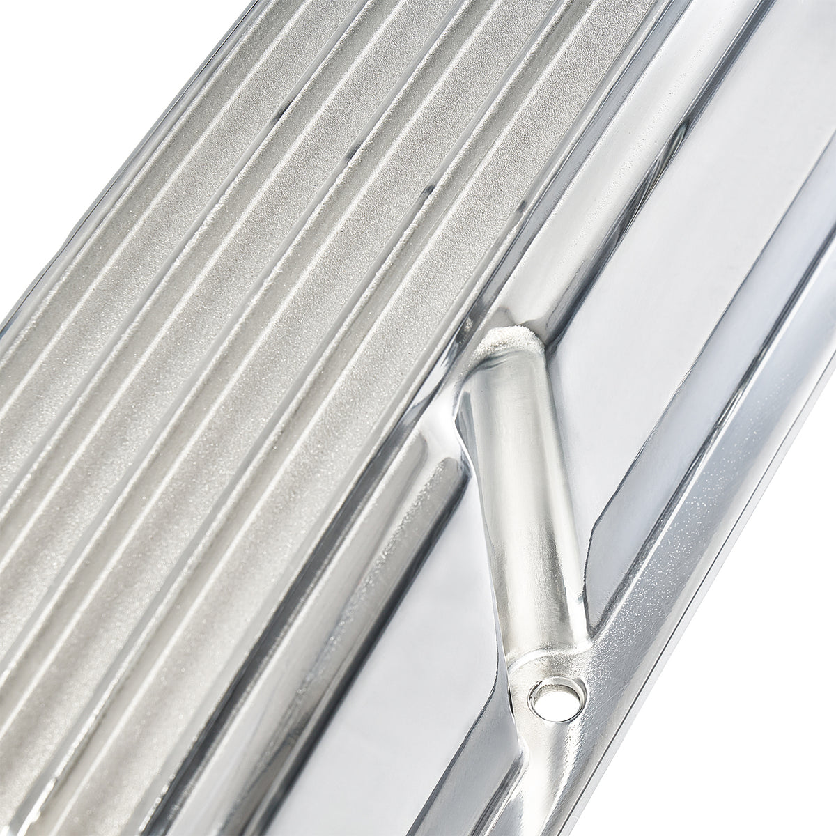 3-11/16" Polished Aluminum Tall Finned Valve Covers - Fits 1958–1986 Chevy Small Block V8