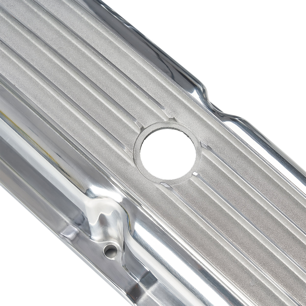 2.95" Polished Cast Aluminum Short Finned Valve Covers - Fits 1958–1986 Chevy Small Block V8