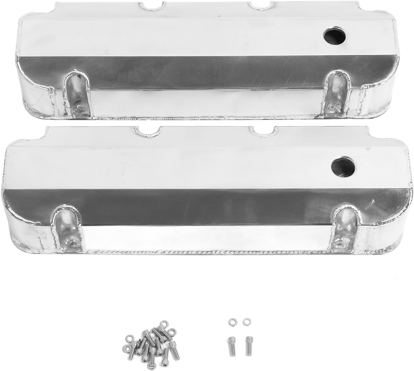 Ford 429-460 V8 Fabricated Aluminum Valve Covers | Polished Finish | Short Bolt Style | 1968–1988 (PVC8545)