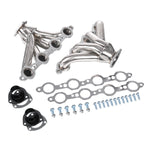 Block Hugger Silver Ceramic Coated 18-Gauge Mild Steel Exhaust Header Kit - Fits GM Gen III IV LS Engine Universal LS Swap Street Rods