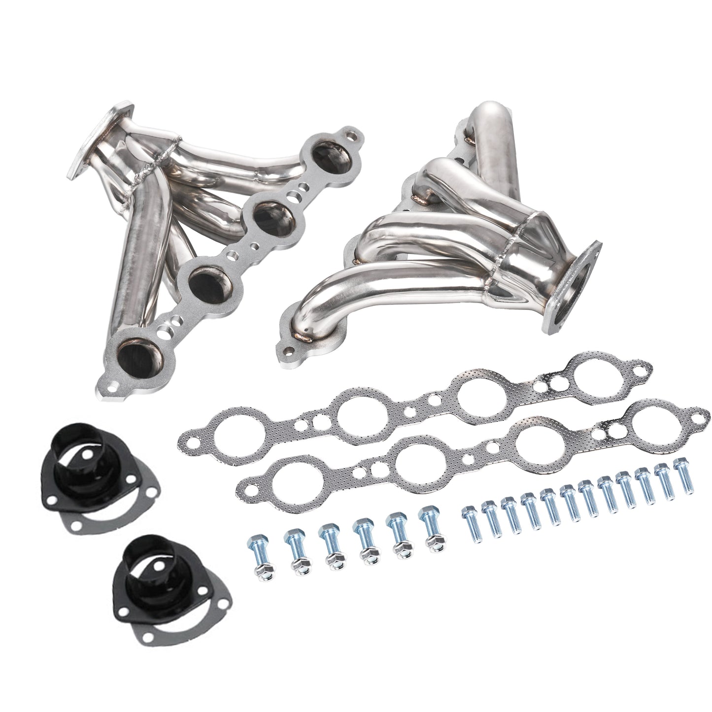 Universal LS Block Hugger Headers for GM Gen III/IV Engines – 1-5/8" Primaries, 2.5" Collector, Silver Ceramic Coated, Compact Fit for Custom Builds, Street Rods & LS Swaps（EH027SS)