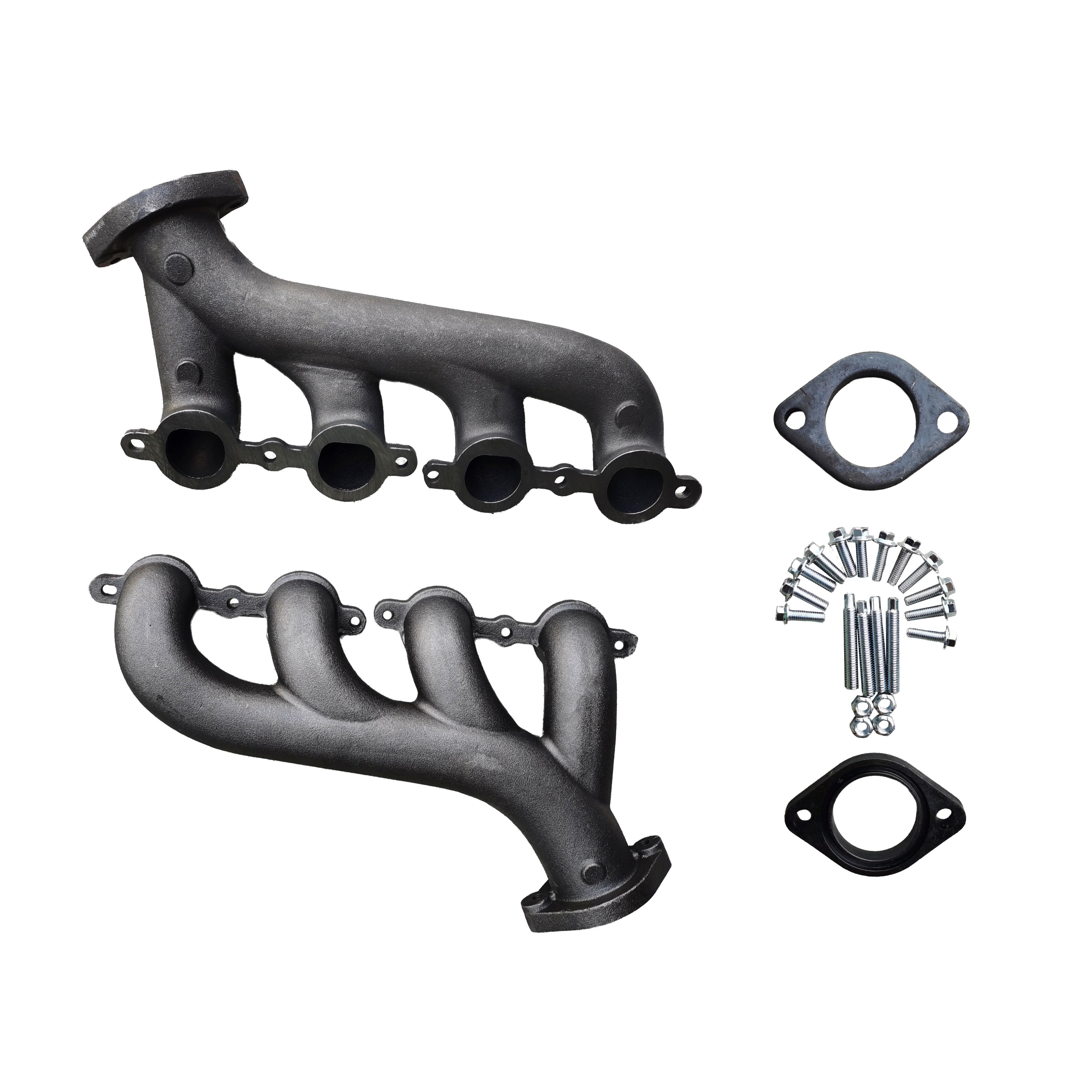 Shorty Hugger OEM-style Titanium Ceramic Coated Cast Iron Exhaust Manifold - Fits LS Swap 1970-1981 Chevy Camaro GM LS Engine