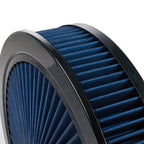 14" x 3" Black Blue Chrome Lid High Flow Air Cleaner Filter Kit - Fits SBC BBC 5-1/8" Neck