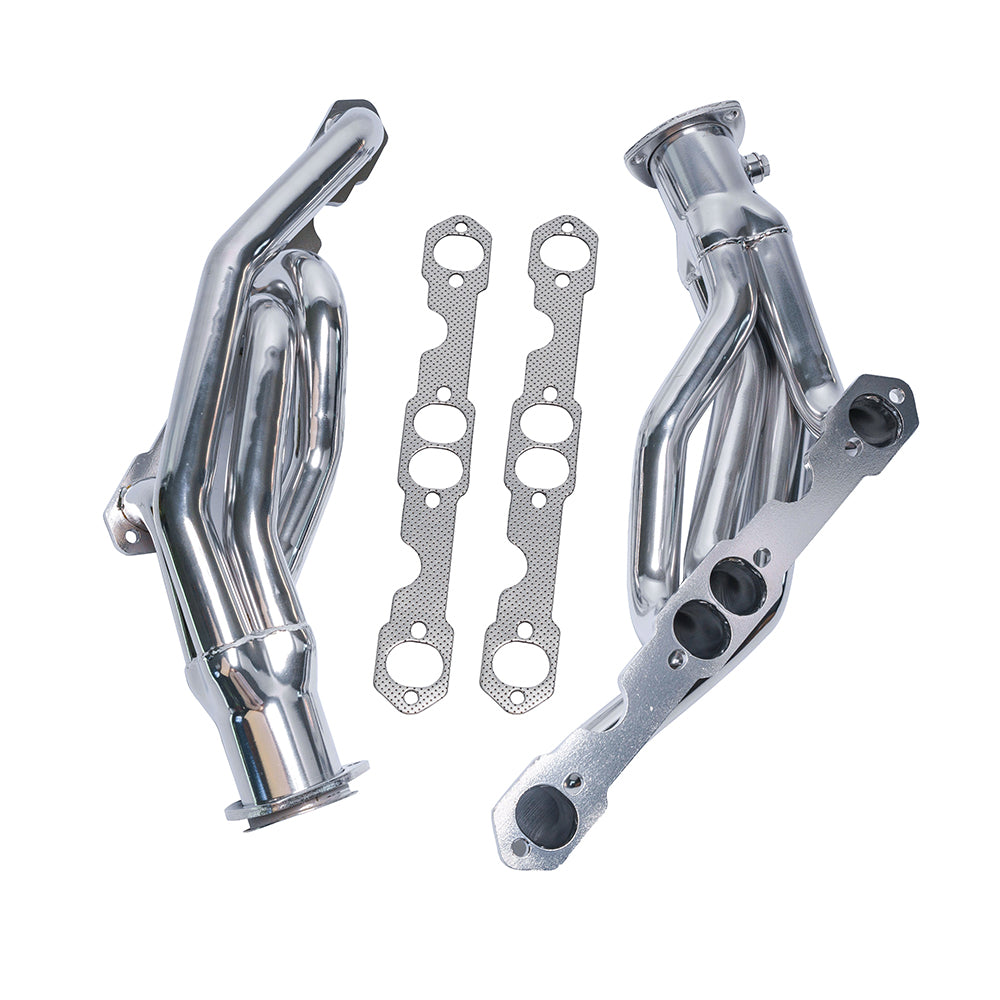 High-Performance Ceramic Coated Shorty Headers for Chevy & GMC Trucks 1988–1995 | Fits 5.0L / 5.7L V8 |Cast Iron Bolt-On Exhaust Upgrade for C/K Series, Suburban, Blazer, Yukon, Tahoe(EH009))