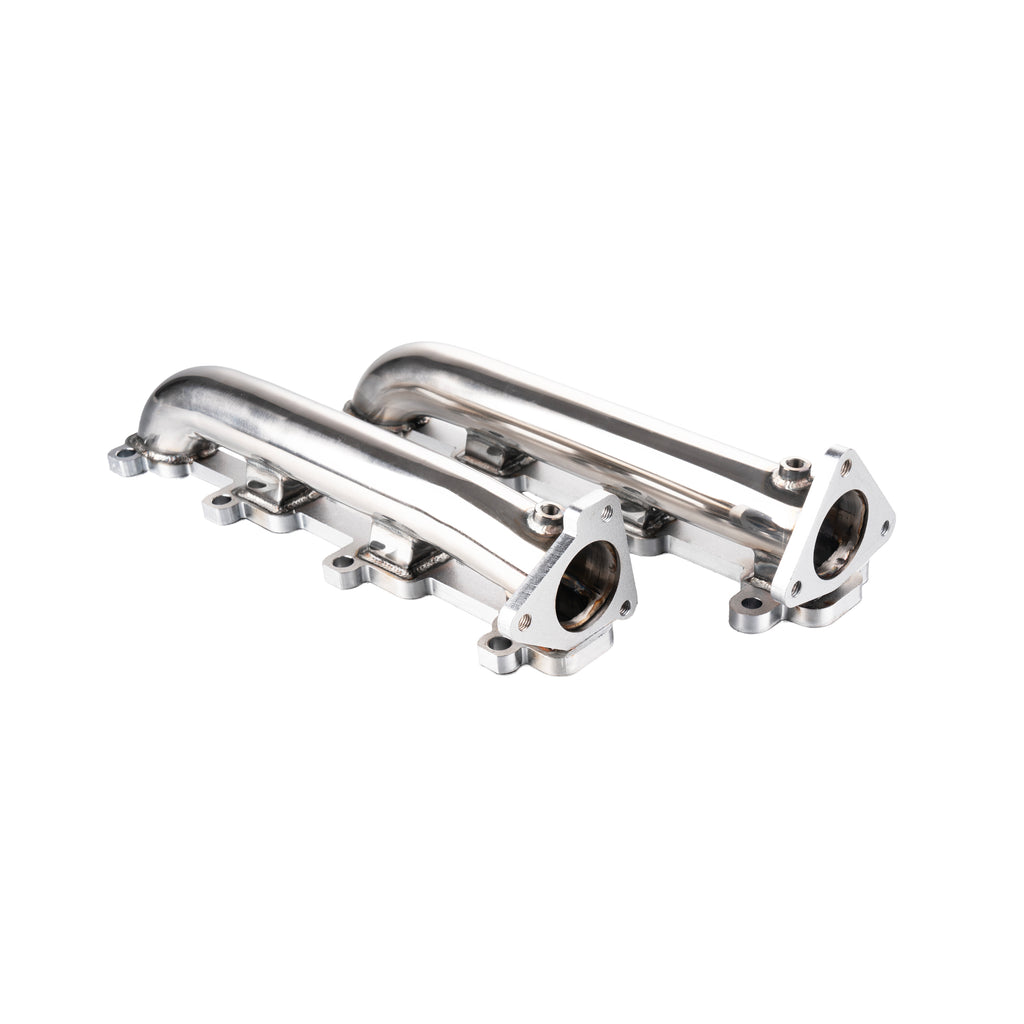 Stainless Steel D-Pipe Exhaust Manifolds - Fits 2001-2016 Chevrolet Silverado 2500/3500 GMC Sierra 2500/3500 6.6L Duramax Diesel Pickup Truck