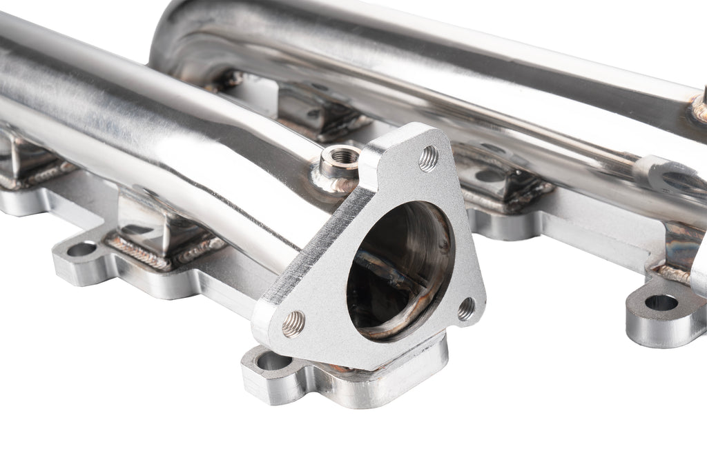 Stainless Steel D-Pipe Exhaust Manifolds - Fits 2001-2016 Chevrolet Silverado 2500/3500 GMC Sierra 2500/3500 6.6L Duramax Diesel Pickup Truck
