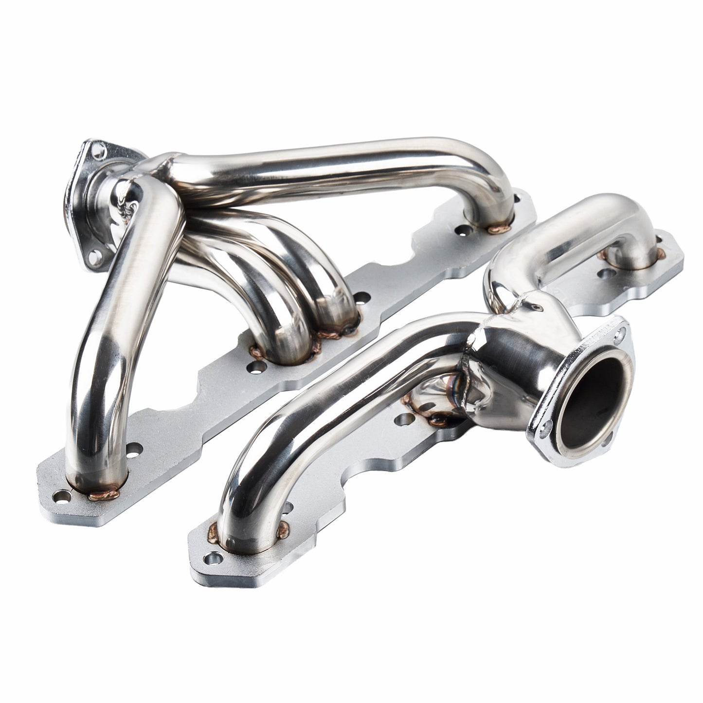 Performance Shorty Headers for 1955–1957 Chevy SBC V8 | Polished Stainless Steel | 1-5/8" Primary | 2.5" Collector | Fits Bel Air 150 210 Nomad | GM 605 Steering Compatible | Classic Car Upgrade (EH025SS)