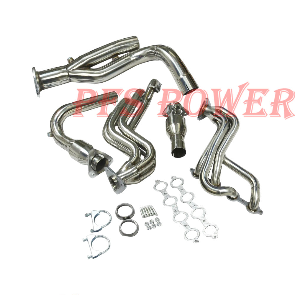 Shorty Headers 4-1 Design T-304 Stainless Steel Header & Y-Pipe Kit - Fits 1999-2006 GMT800 Chevy GMC 4.8L 5.3L V8 Silverado Sierra Tahoe Yukon
