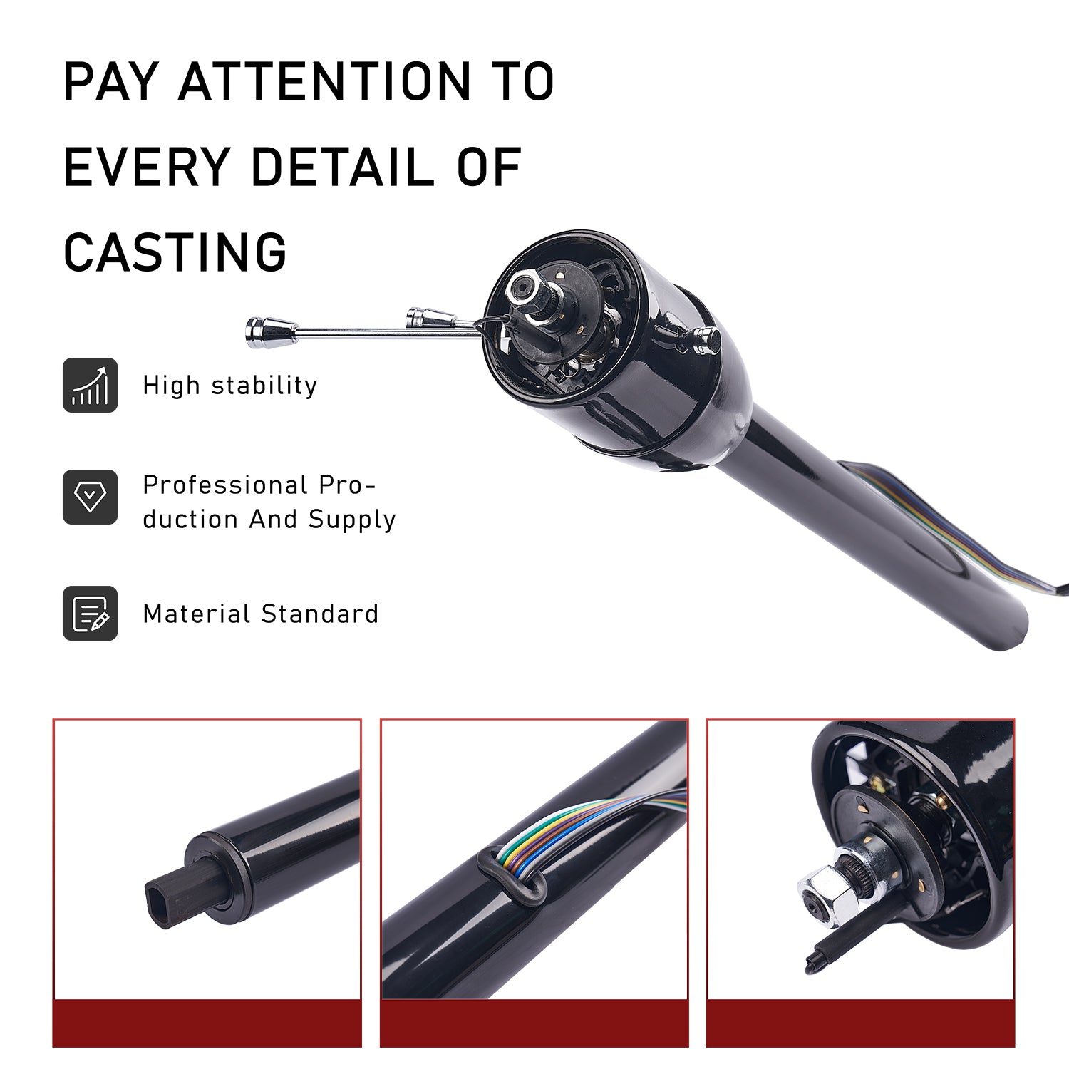 32" Black Tilt Stainless Steel Steering Column - Fits 1955-1959 Chevy GMC Pickup Manual Floor Shift