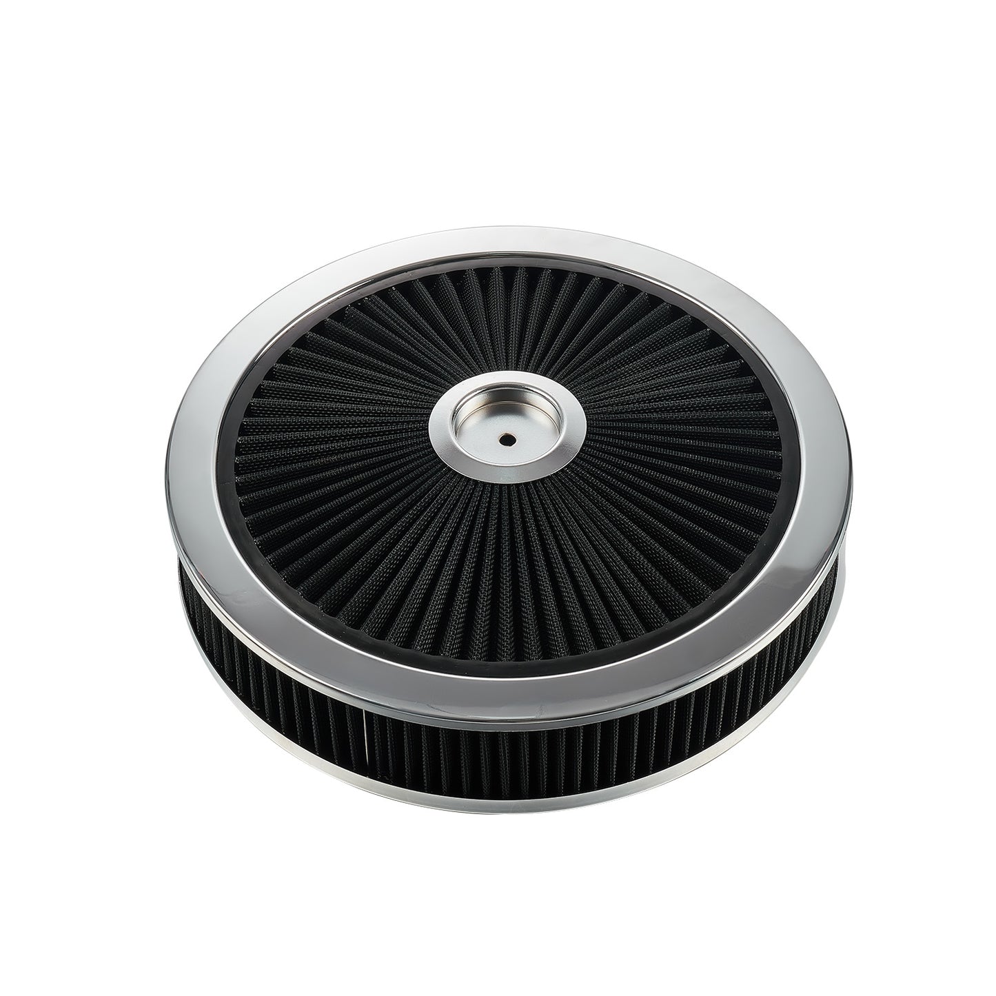 For SBC BBC High Flow 14"x3" Round Thru Washable Air Cleaner w/ Chrome Lid（4330CBK）