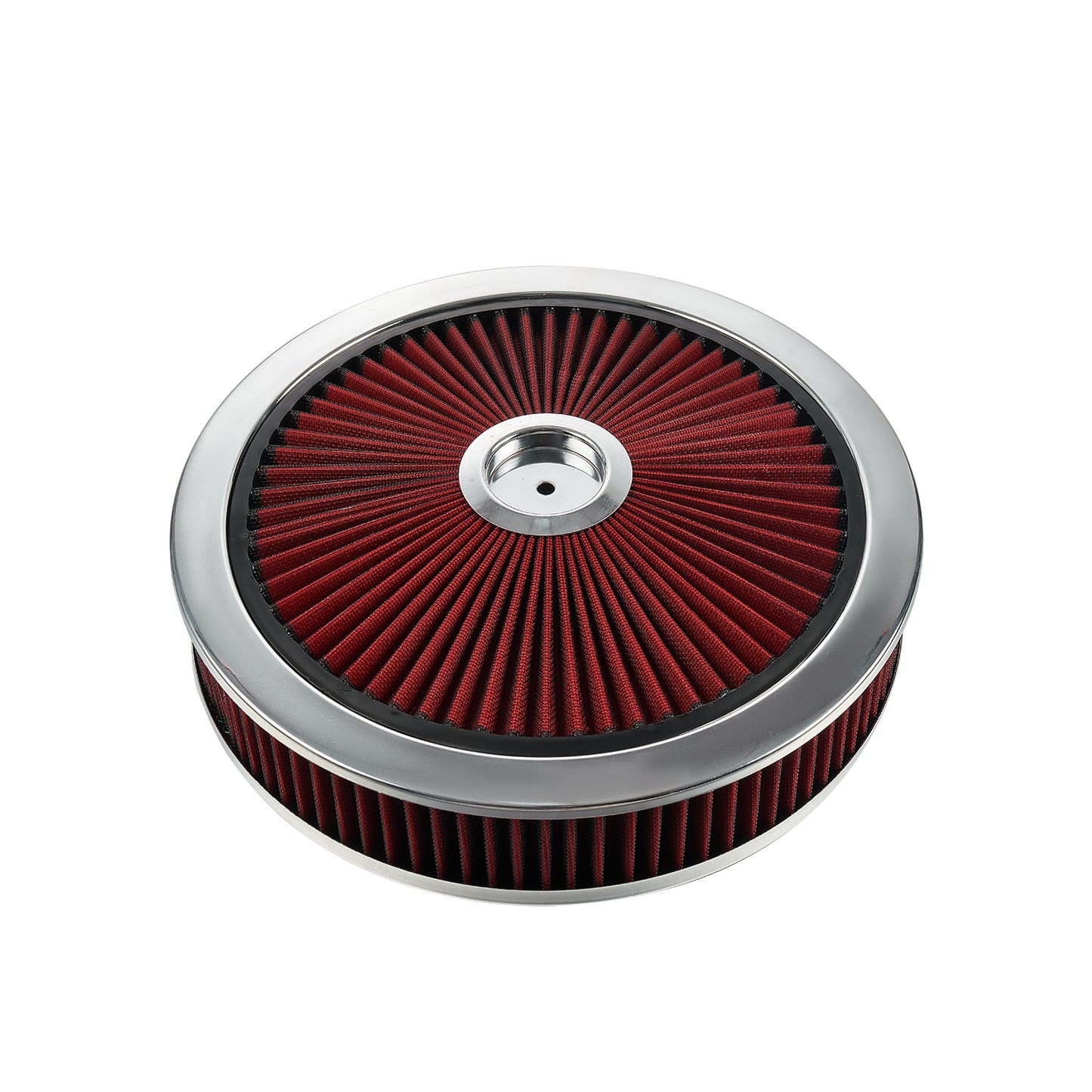 14" X 3" Round Red Thru High Flow Washable Air Cleaner w/ Chrome Lid For SBC BBC（4330CR）