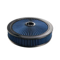 14" x 3" Black Blue Chrome Lid High Flow Air Cleaner Filter Kit - Fits SBC BBC 5-1/8" Neck
