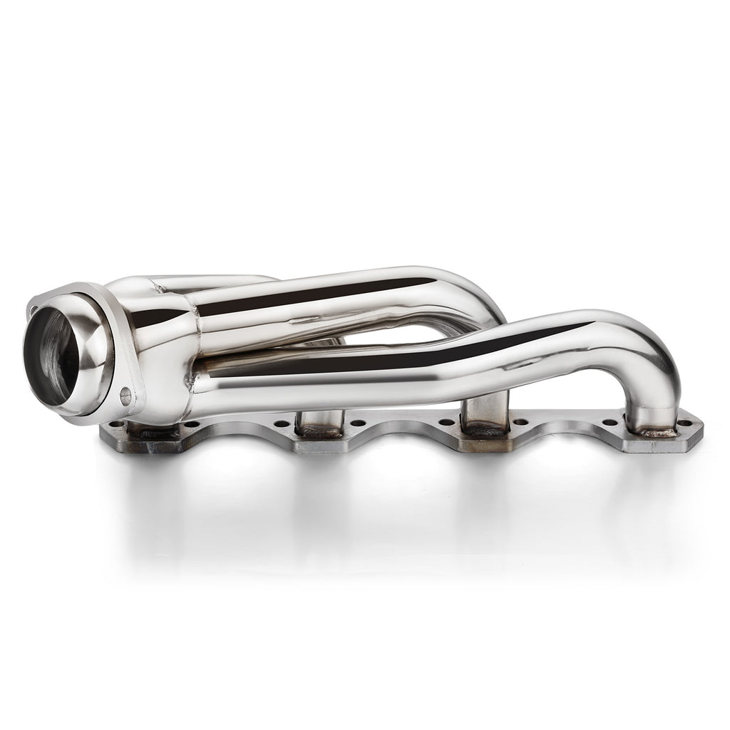 Long Tube Ceramic Cast Iron & Polished 304 Stainless Steel 1-5/8" Exhaust Header Kit - Fits 1979-1993 Ford Mustang 5.0 V8 GT LX SVT