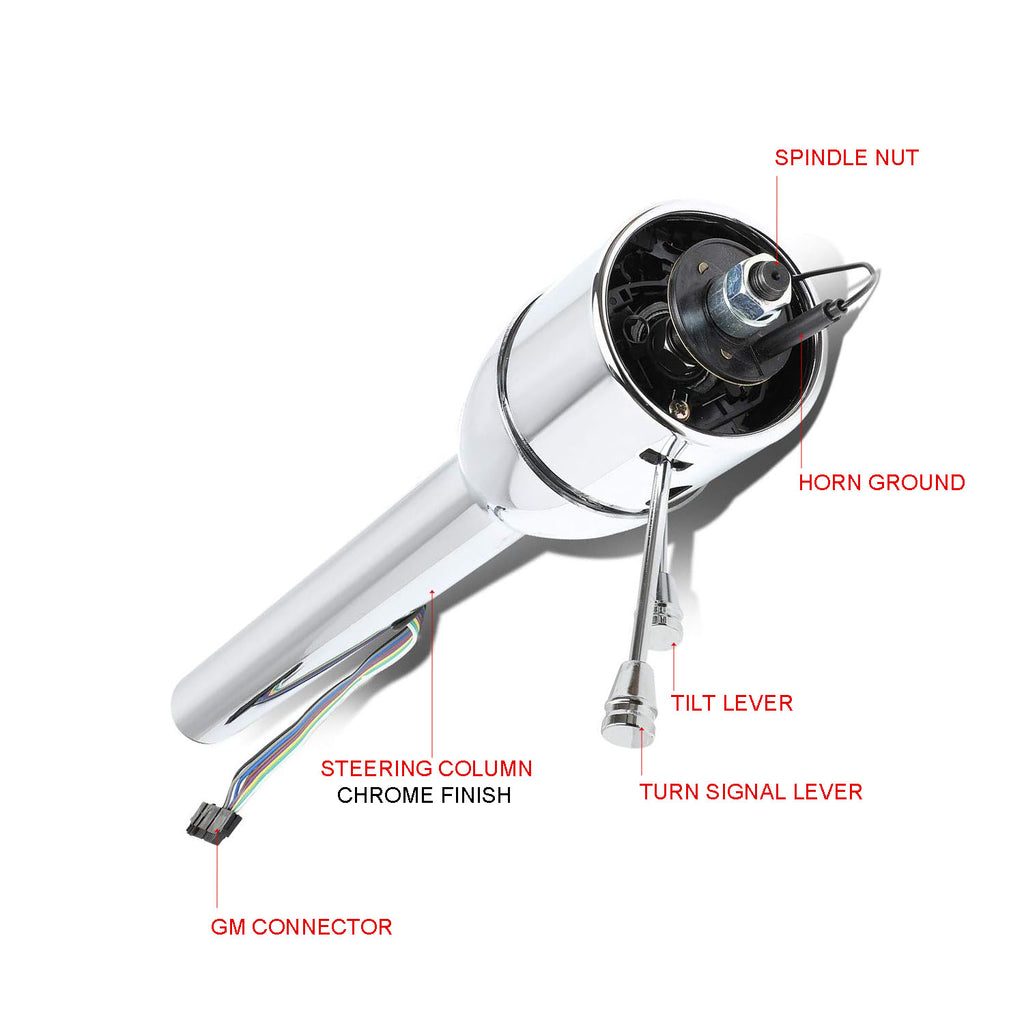 32" Chrome Stainless Steel Tilt Steering Column - Fits 1955-1959 Chevy GM Manual Floor Shift