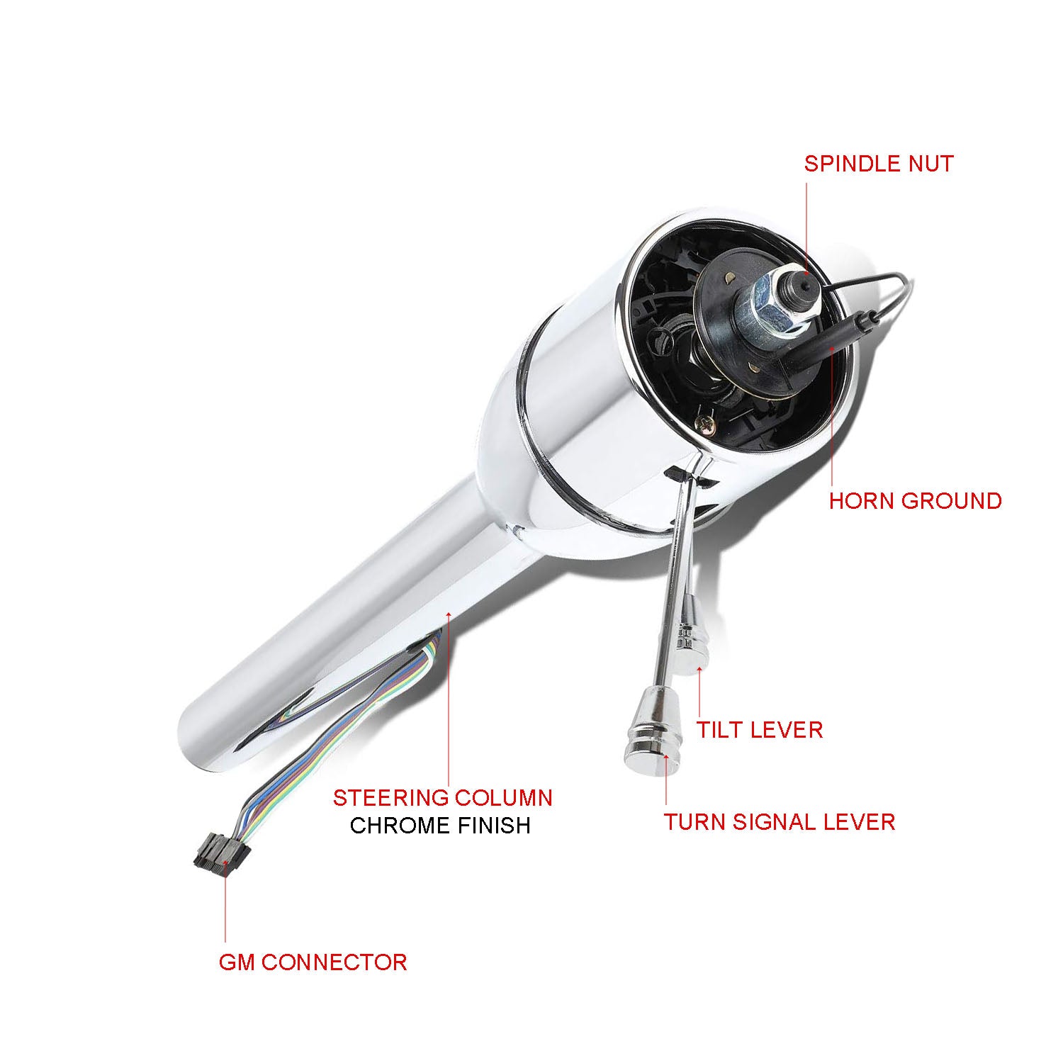 32" Chrome Stainless Steel Tilt Steering Column - Fits 1955-1959 Chevy GM Manual Floor Shift