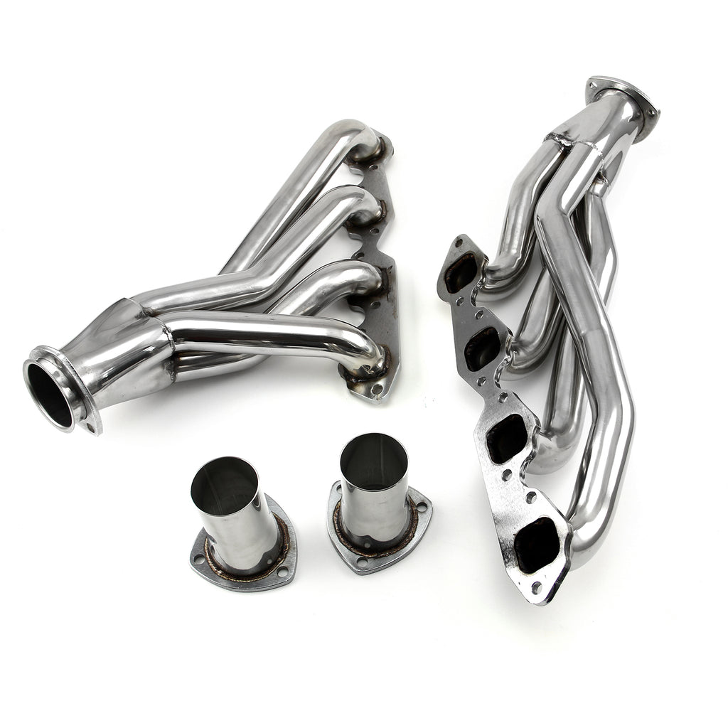 Mid-Length 16-Gauge Stainless Steel Exhaust Headers - Fits Chevy BBC 454 Chevelle Camaro Square Port