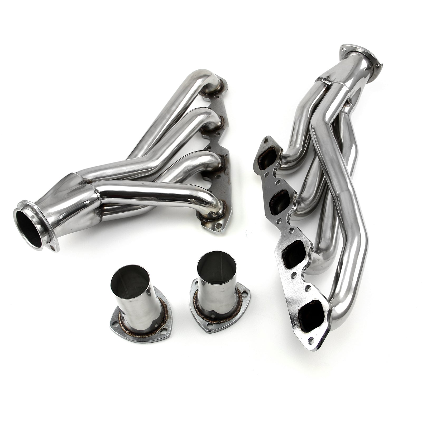 Mid-Length 16-Gauge Stainless Steel Exhaust Headers - Fits Chevy BBC 454 Chevelle Camaro Square Port