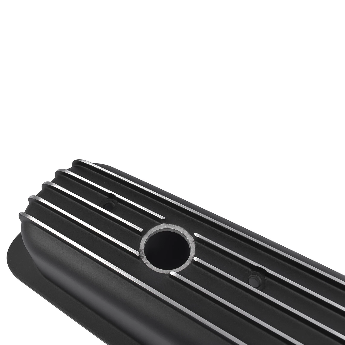 Black Finned Aluminum Valve Covers for Chevy SB 1987-2000 – Short Design, 2-9/16" Tall（PVC8527）