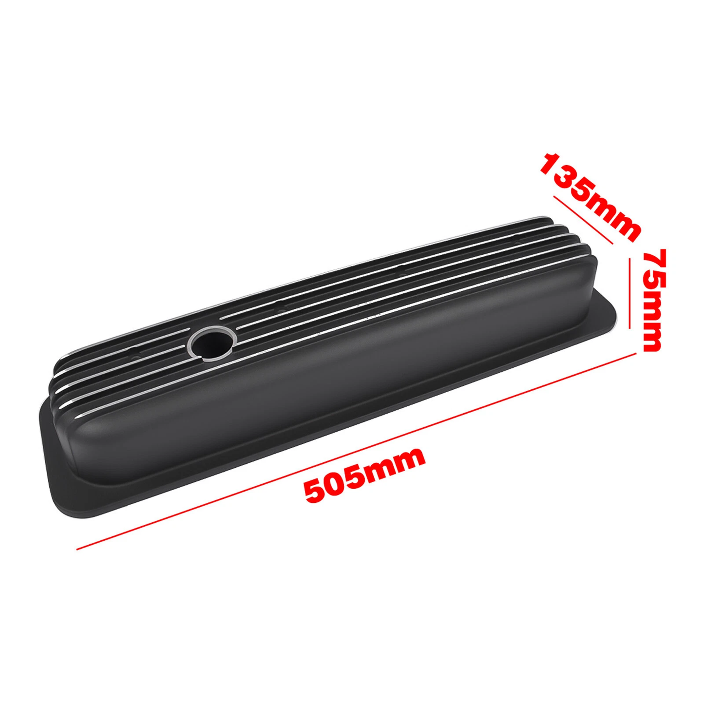 Black Finned Aluminum Valve Covers for Chevy SB 1987-2000 – Short Design, 2-9/16" Tall（PVC8527）