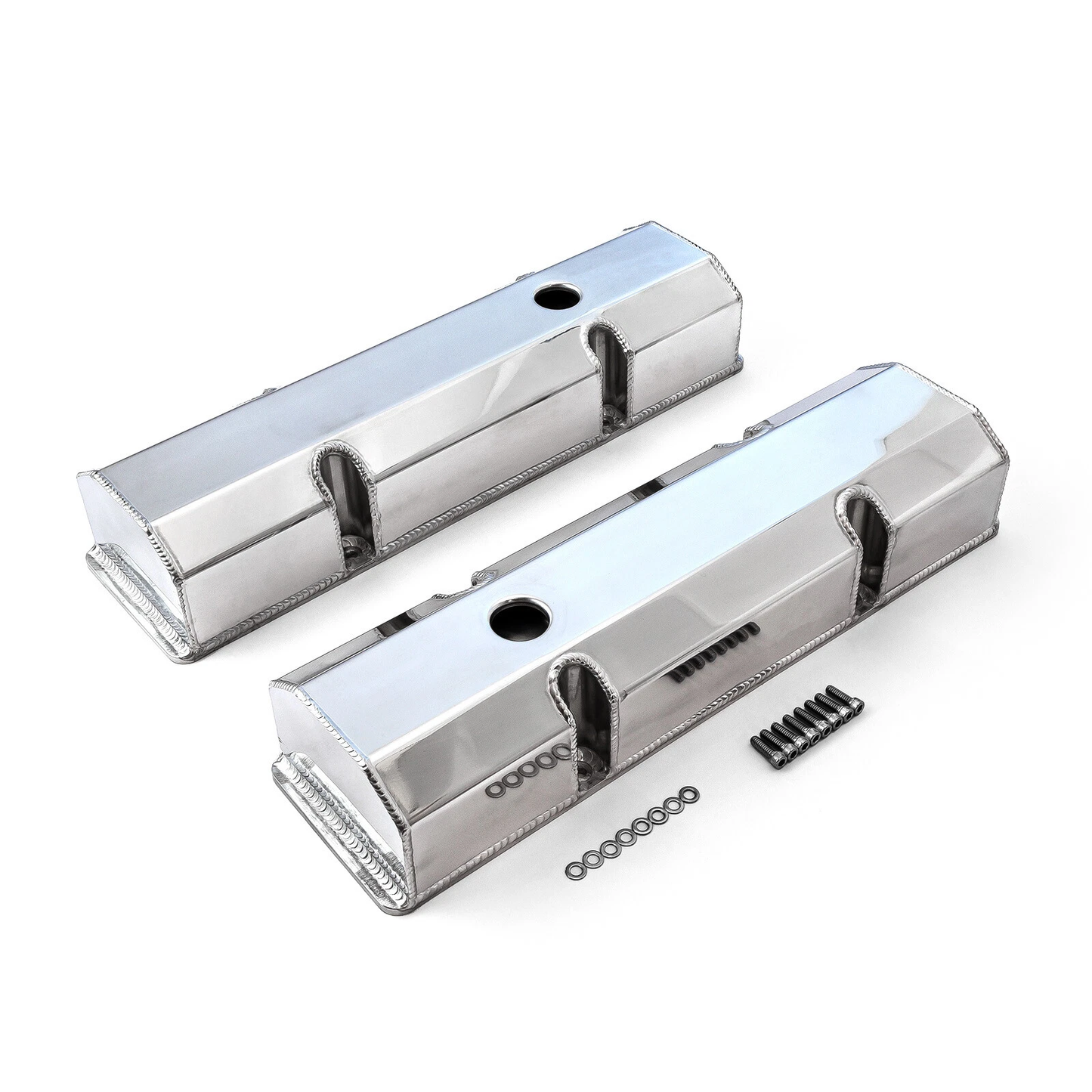 Chevy Small Block 283-400 Fabricated Aluminum Valve Covers | Tall | Polished | 1958-1986（PVC8534)