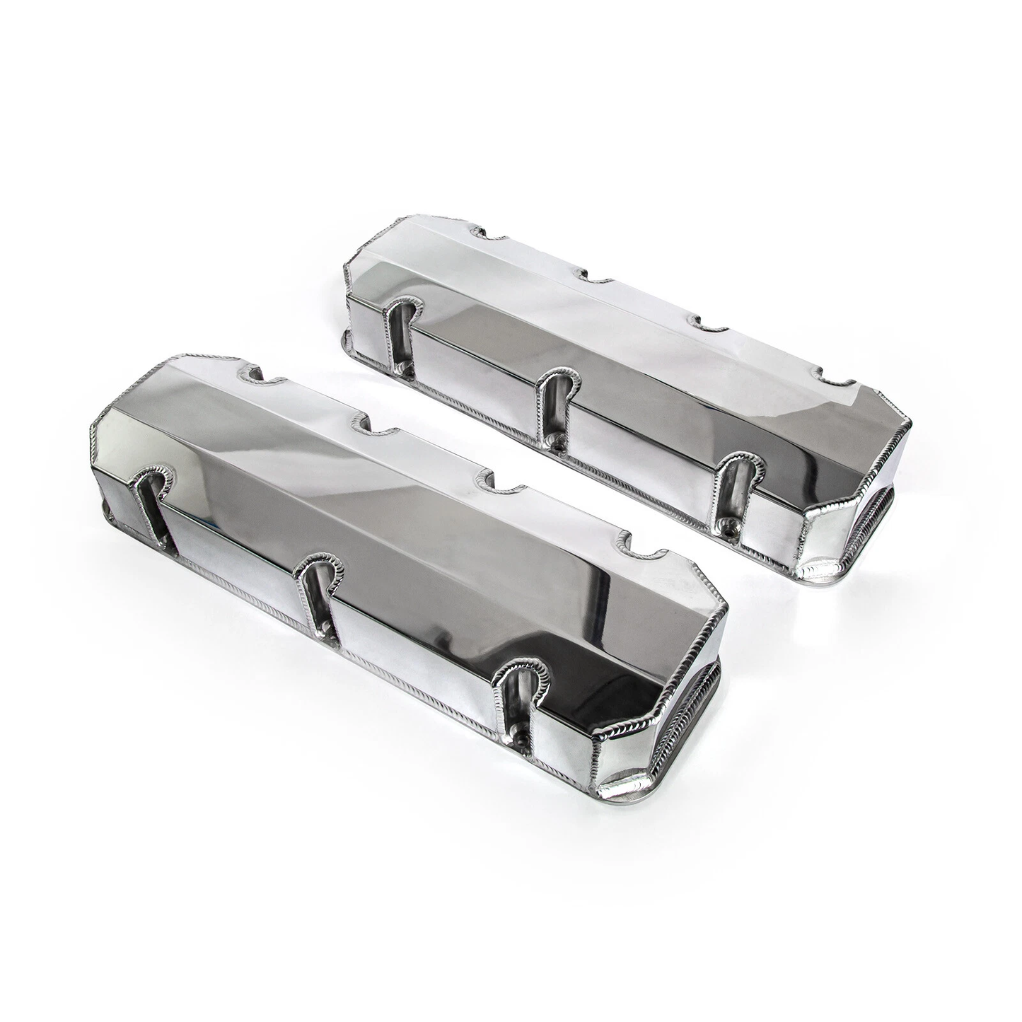 Chevy BB 396–502 Fabricated Aluminum Valve Covers – Polished, Short Bolts, No Hole 1965–2000(PVC8537)