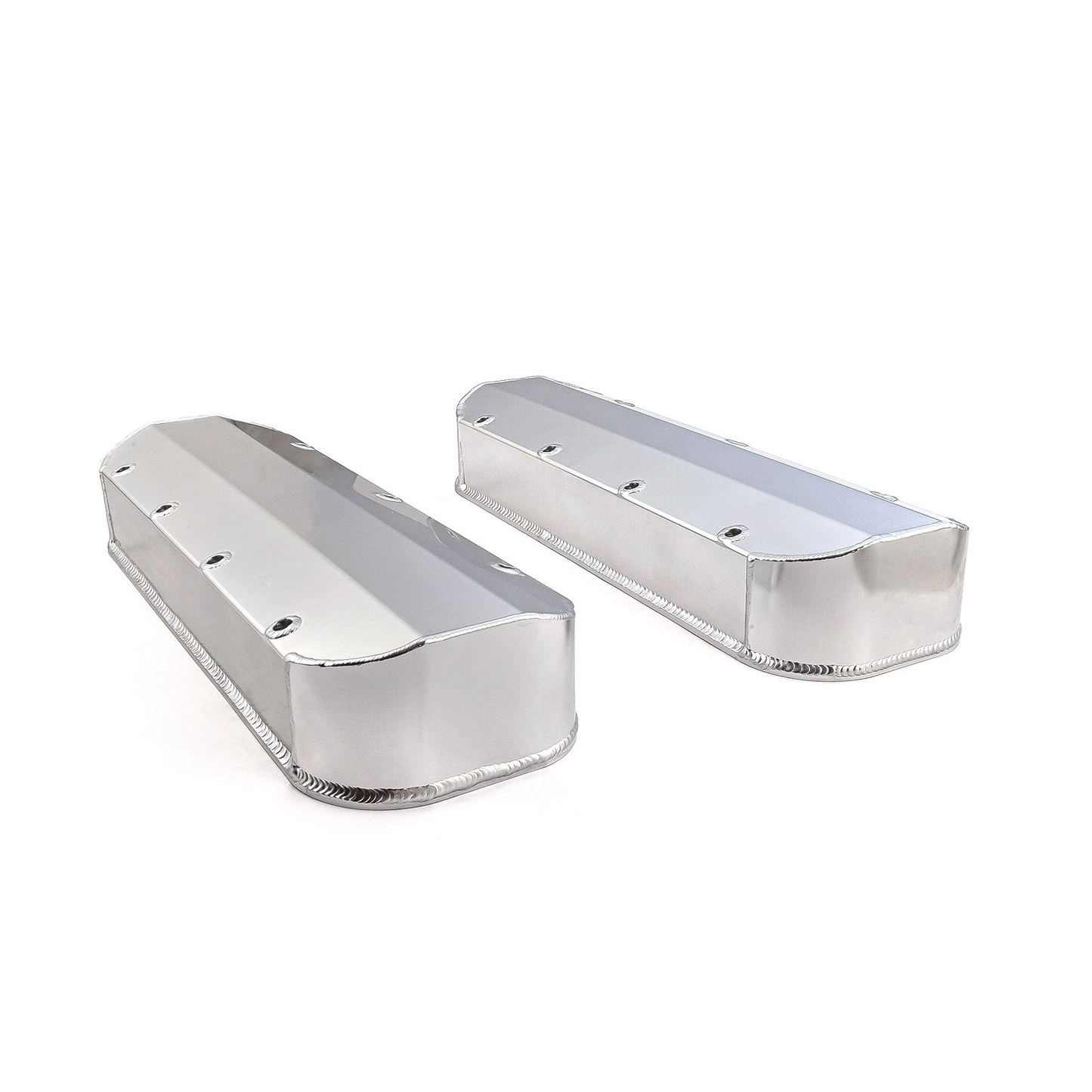 Chevy BBC 396–502 Fabricated Aluminum Valve Covers – Long Bolt, Tall, No Hole, Clear/Polished Finish（PVC8539）