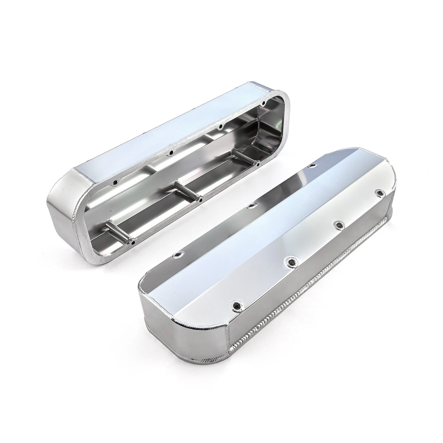Chevy BBC 396–502 Fabricated Aluminum Valve Covers – Long Bolt, Tall, No Hole, Clear/Polished Finish（PVC8539）