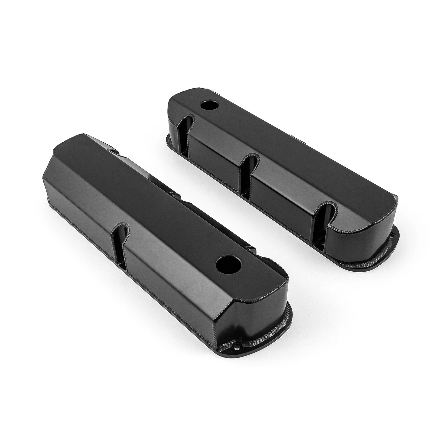 Ford SB 289–302–351W Fabricated Black Valve Covers – Tall, Short Bolt, w/ 1-1/4" Breather Hole 1962–1985(PVC8540BK))