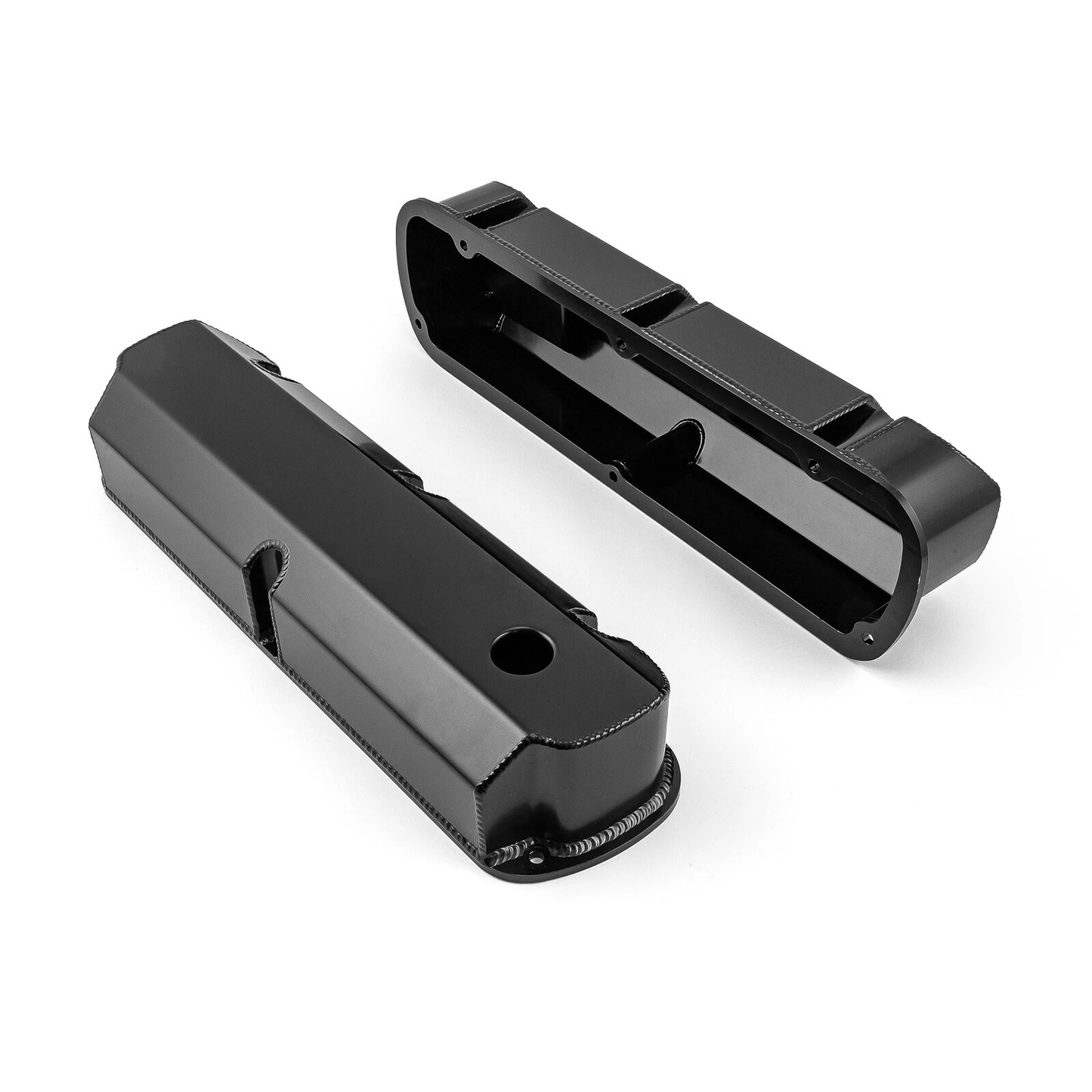 Ford SB 289–302–351W Fabricated Black Valve Covers – Tall, Short Bolt, w/ 1-1/4" Breather Hole 1962–1985(PVC8540BK))